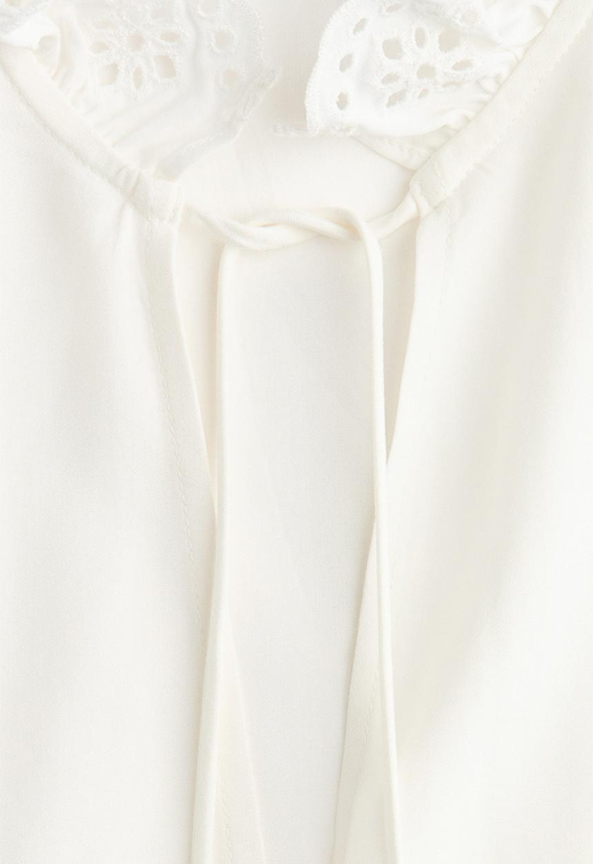 H&M - Frill-trimmed blouse - light beige