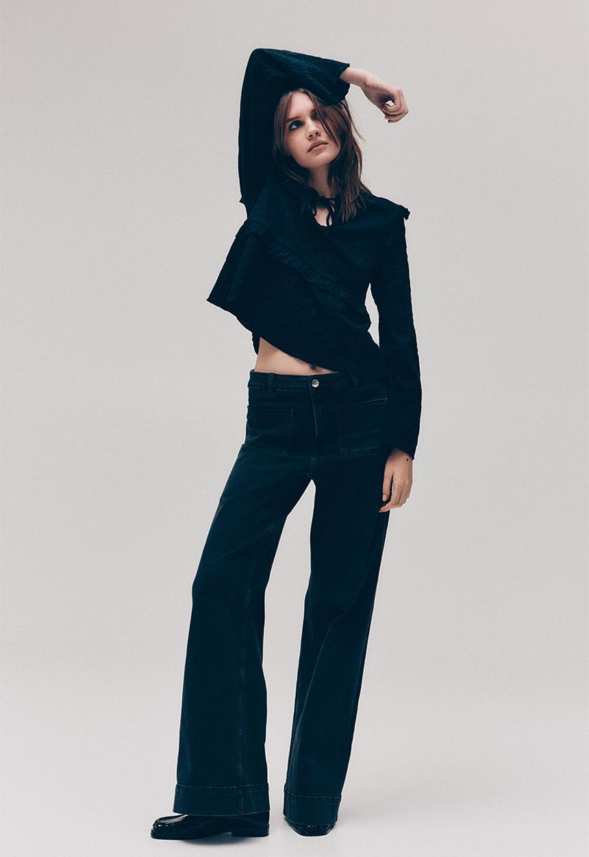 H&M - Jacquard jersey blouse - black