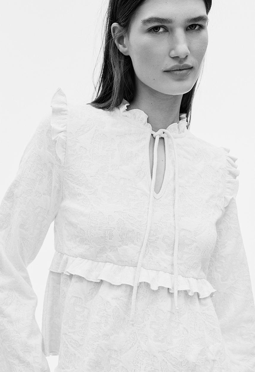 H&M - Jacquard jersey blouse - cream