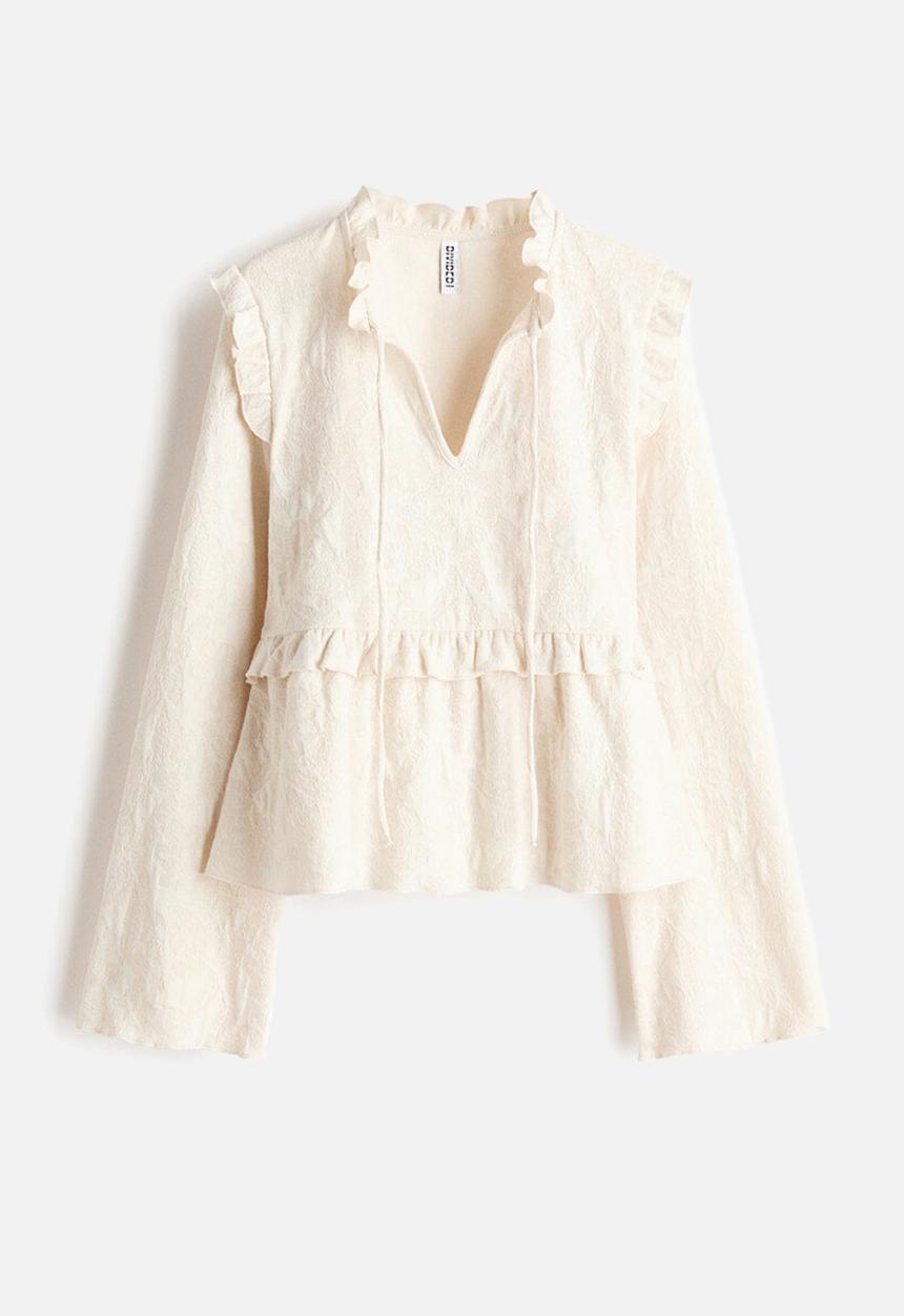 H&M - Jacquard jersey blouse - cream