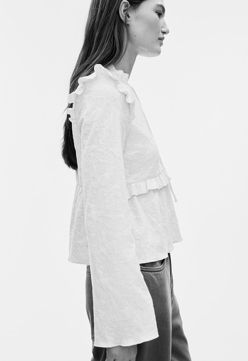 H&M - Jacquard jersey blouse - cream