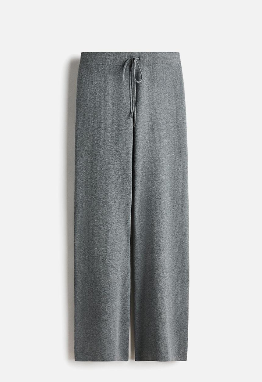 H&M - Knitted drawstring trousers - grey