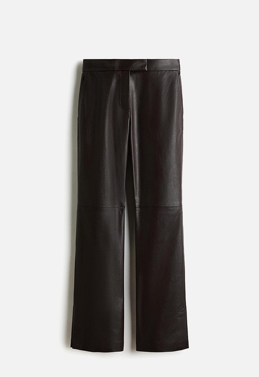 H&M - Coated bootcut trousers - dark brown