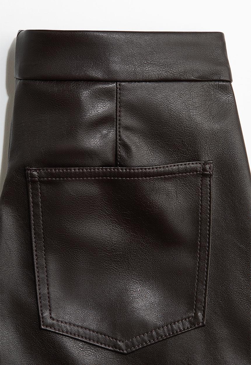 H&M - Coated bootcut trousers - dark brown