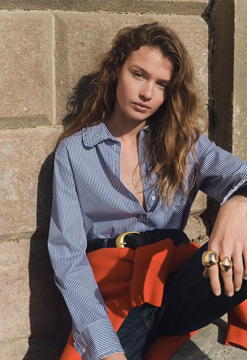 H&M - Cotton poplin shirt - blue/striped