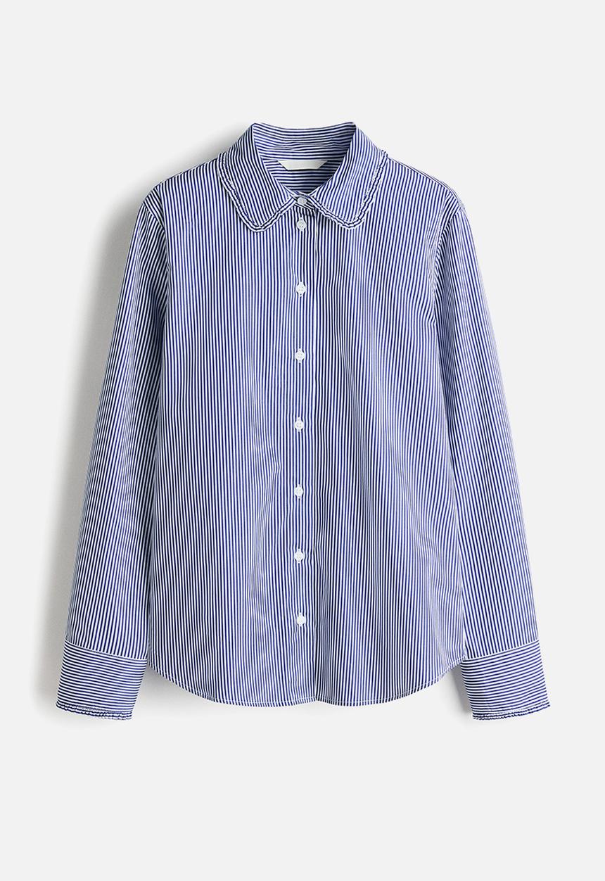 H&M - Cotton poplin shirt - blue/striped