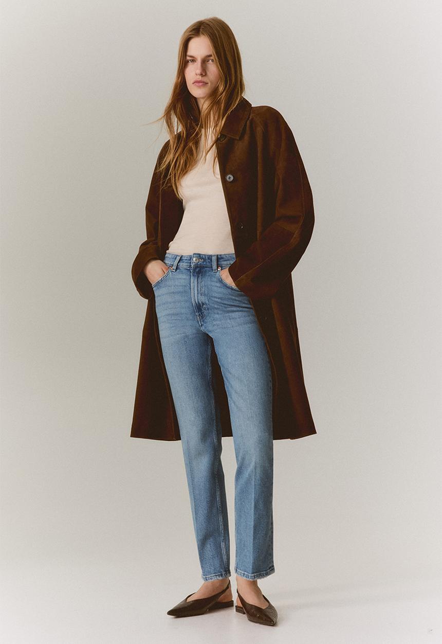 H&M - Slim straight high ankle jeans - light denim blue