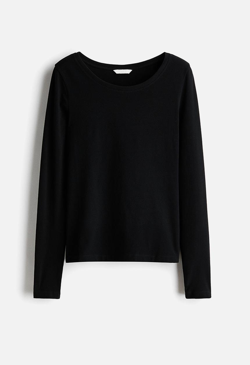 H&M - Fitted cotton top - black