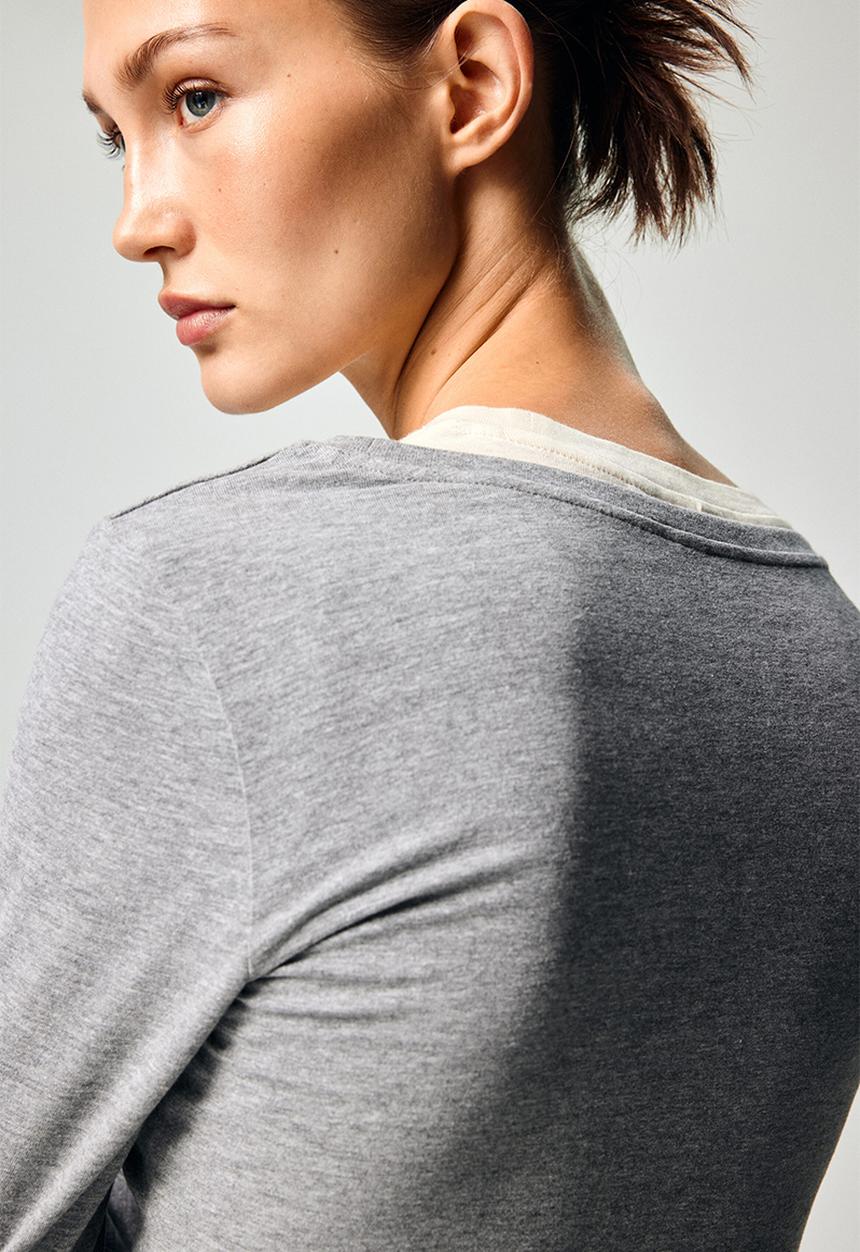 H&M - Fitted cotton top - grey marl