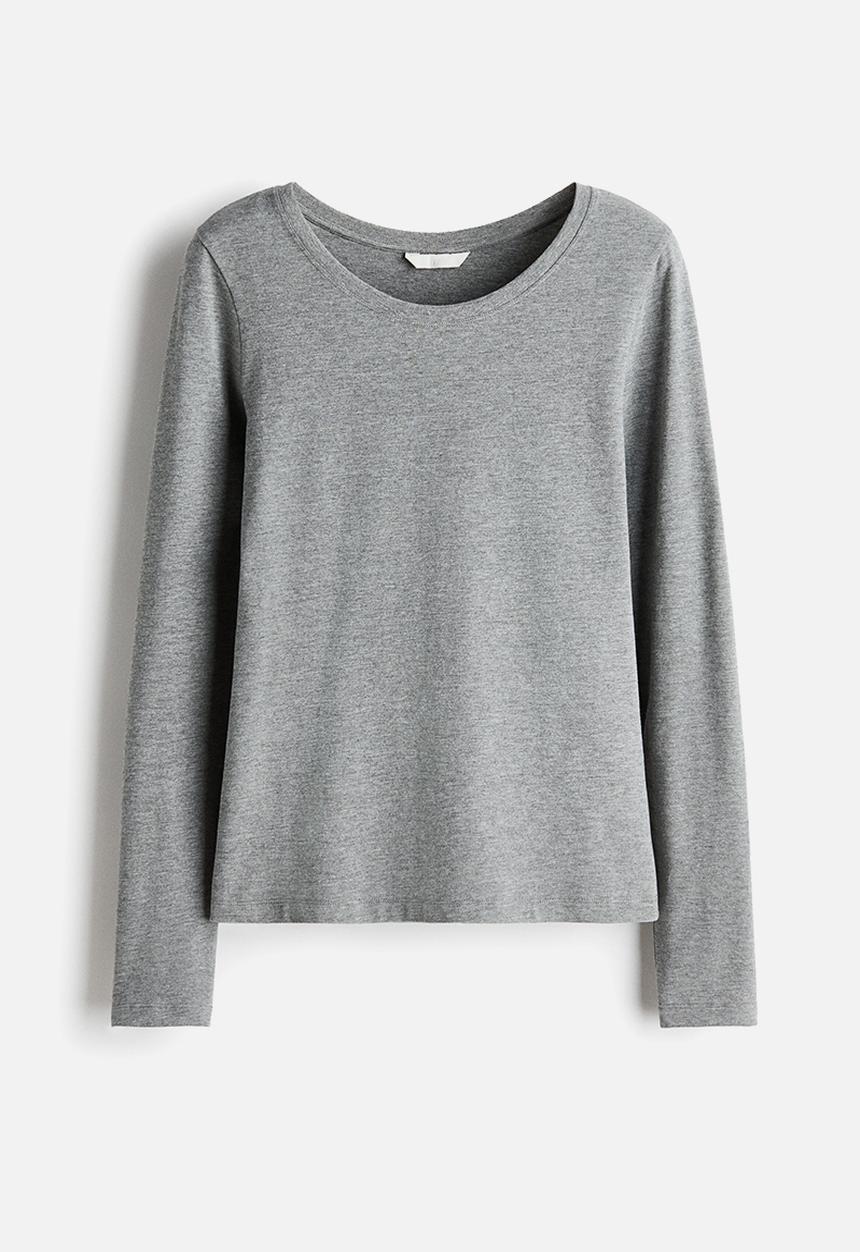 H&M - Fitted cotton top - grey marl