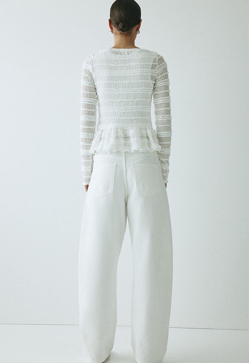 H&M - Smocked top - white