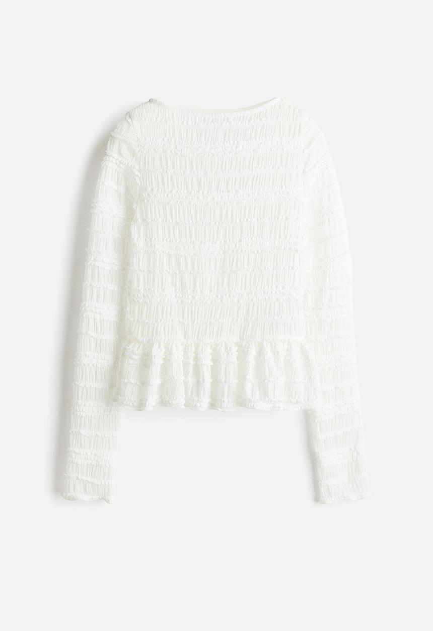 H&M - Smocked top - white