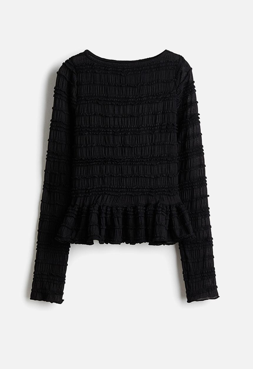 H&M - Smocked top - black
