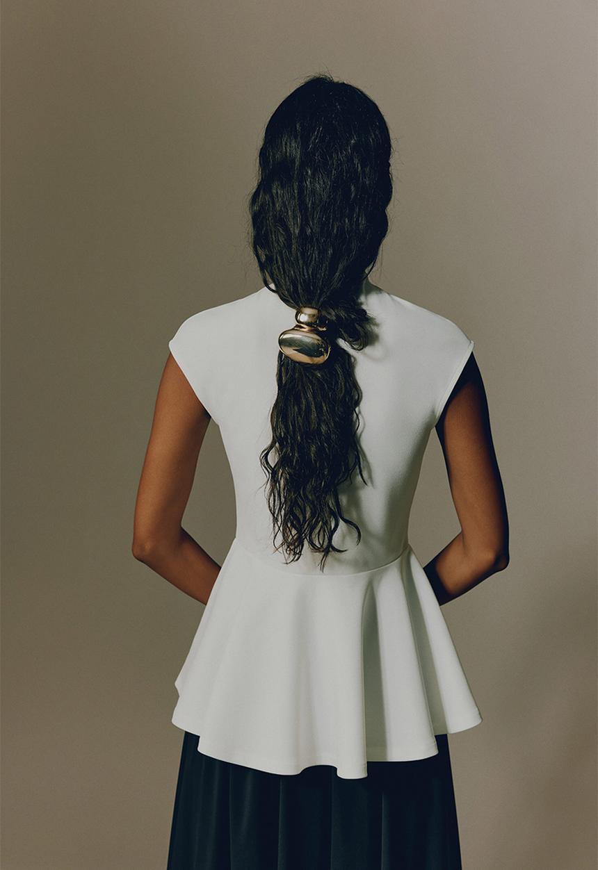 H&M - Ponte di roma peplum top - white