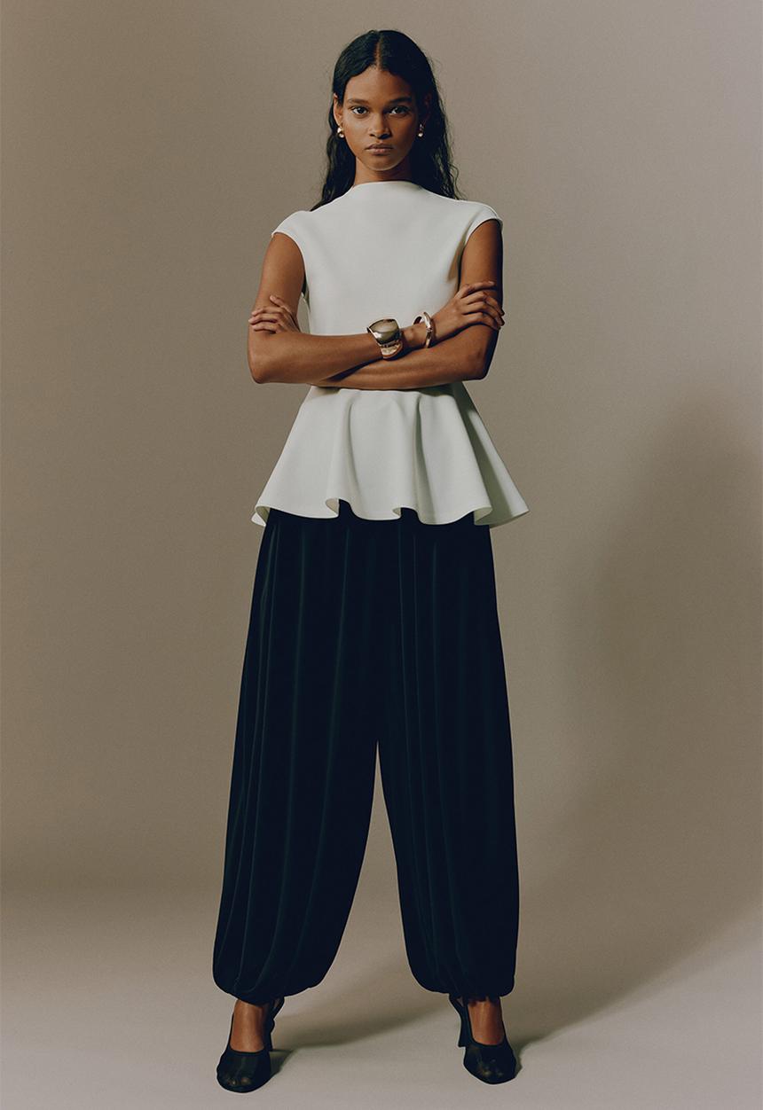 H&M - Ponte di roma peplum top - white