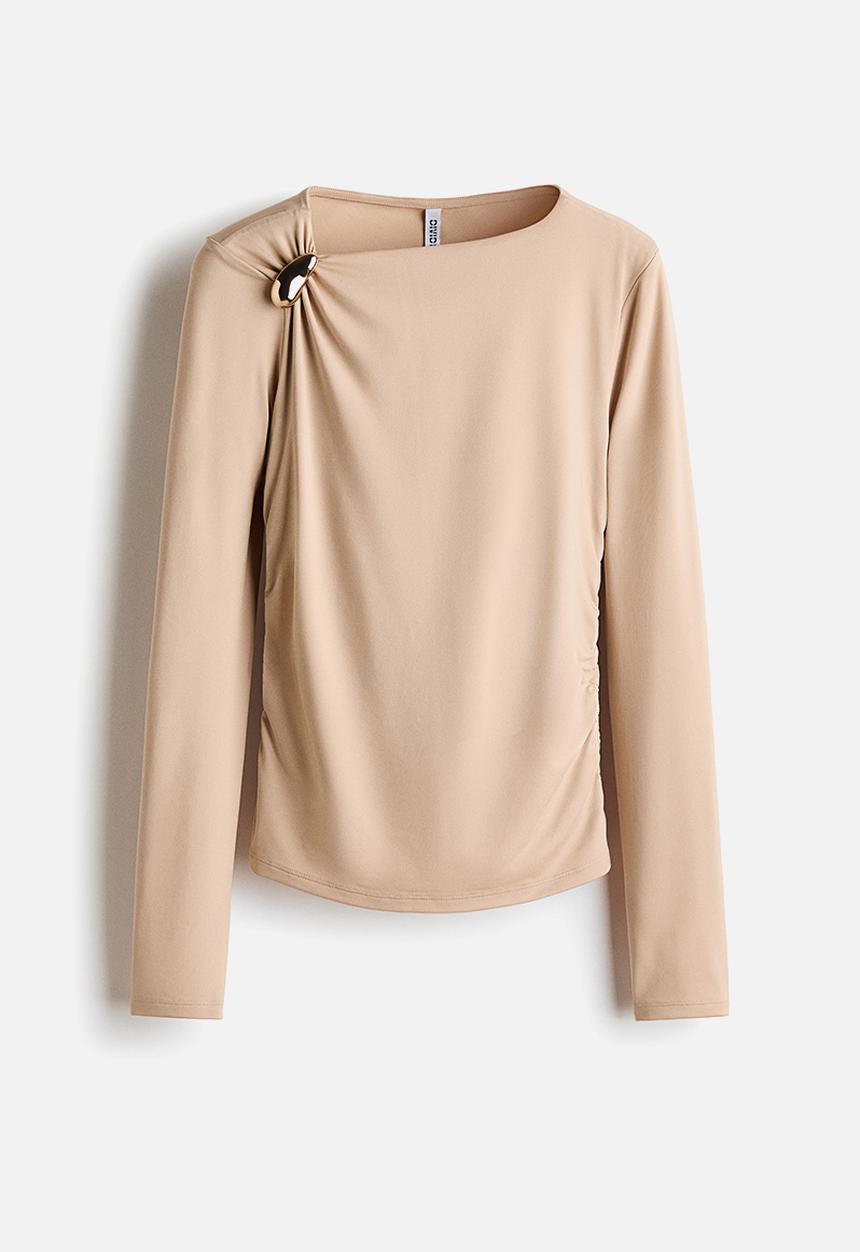H&M - Asymmetric jersey top - beige