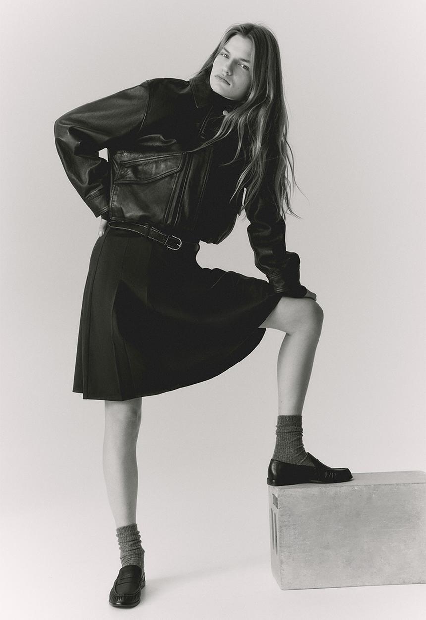 H&M - Belted skirt - dark brown