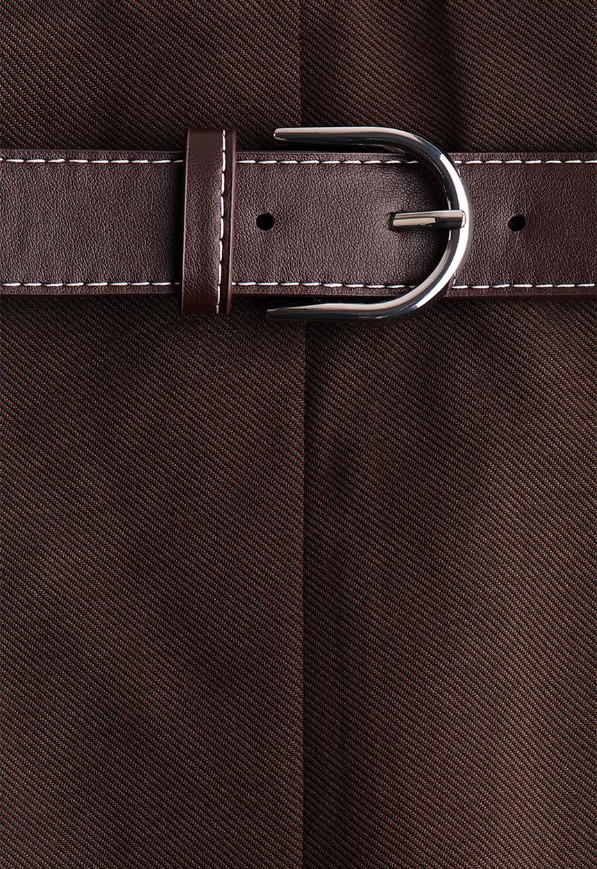 H&M - Belted skirt - dark brown