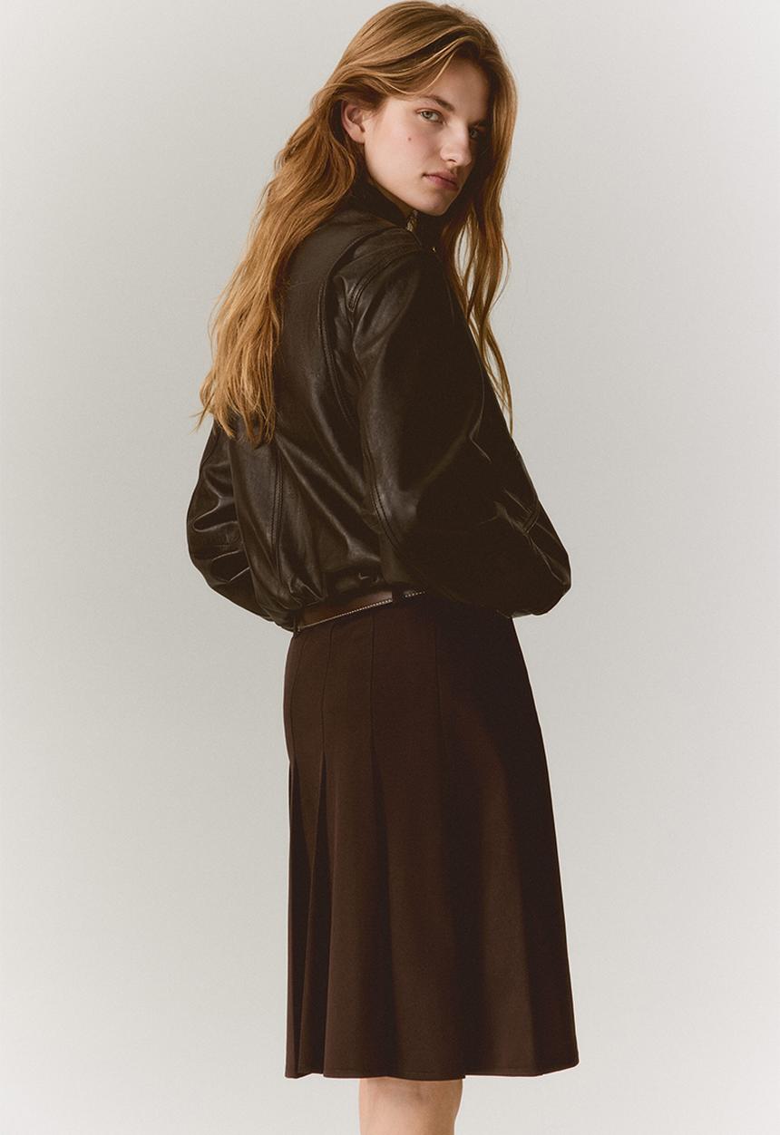 H&M - Belted skirt - dark brown