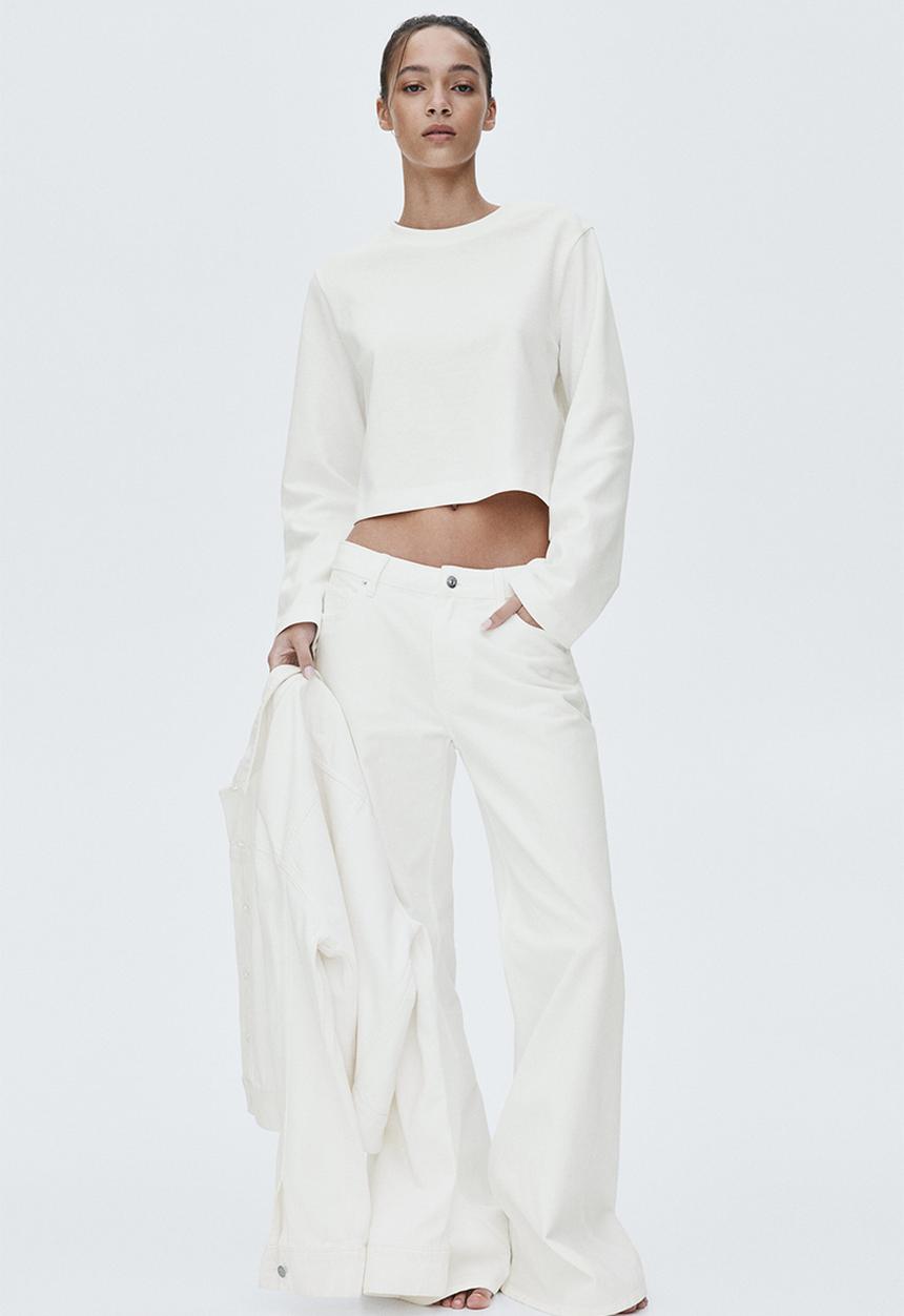 H&M - Short interlock top - white