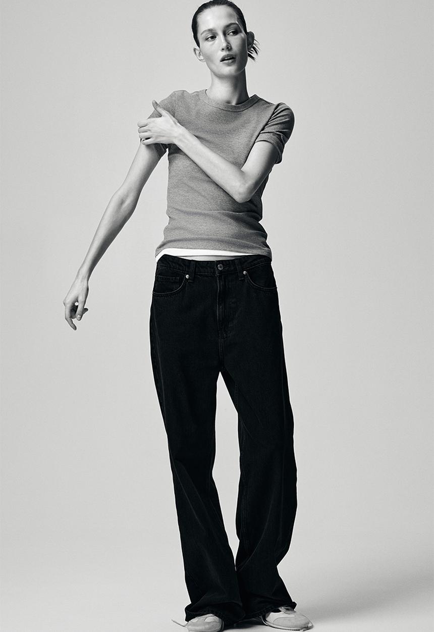 H&M - Ribbed t-shirt - grey marl