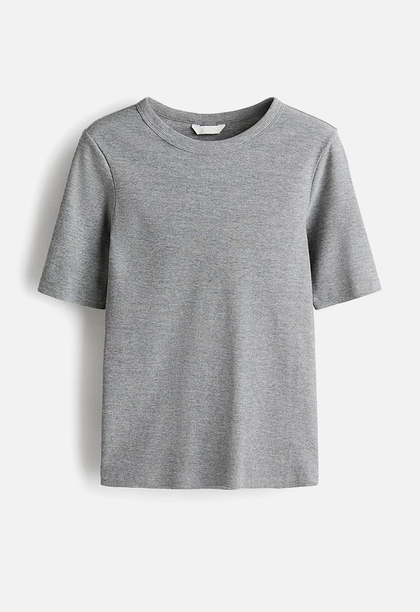 H&M - Ribbed t-shirt - grey marl