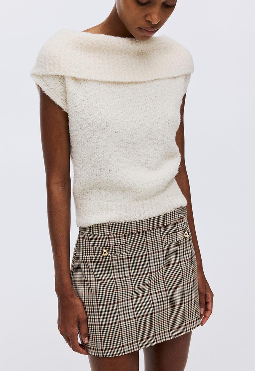 H&M - Skort - light beige/checked