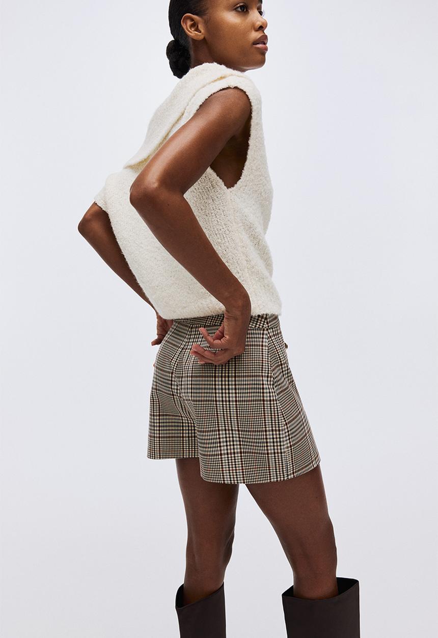 H&M - Skort - light beige/checked