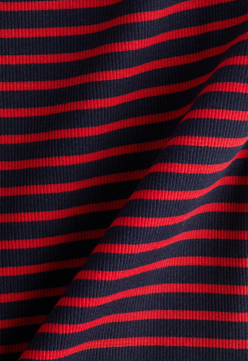 H&M - Ribbed boat-neck top - red/striped