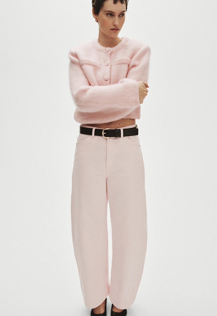 H&M - Barrel regular waist ankle jeans - light pink