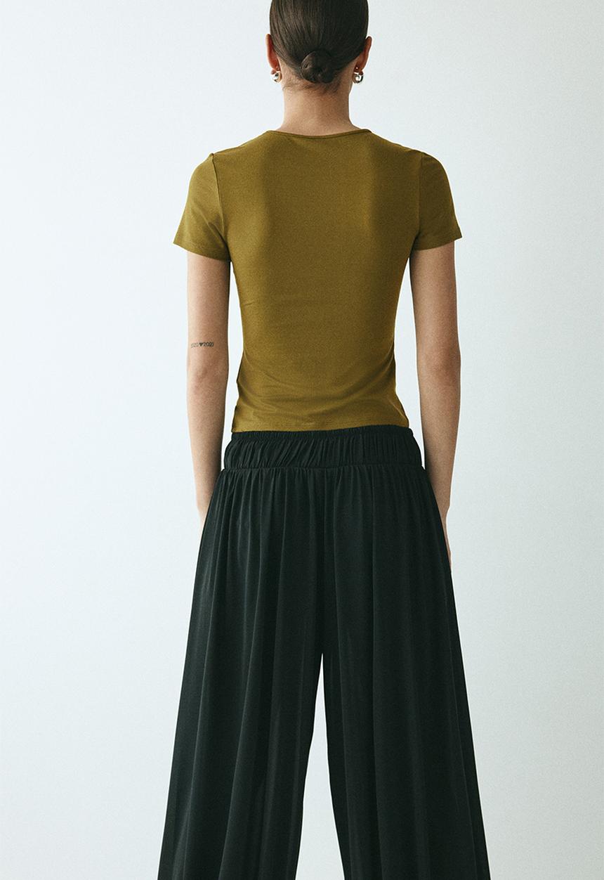 H&M - Fitted T-shirt - dark khaki green