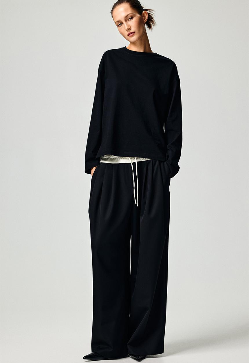 H&M - Long-sleeved cotton top - black
