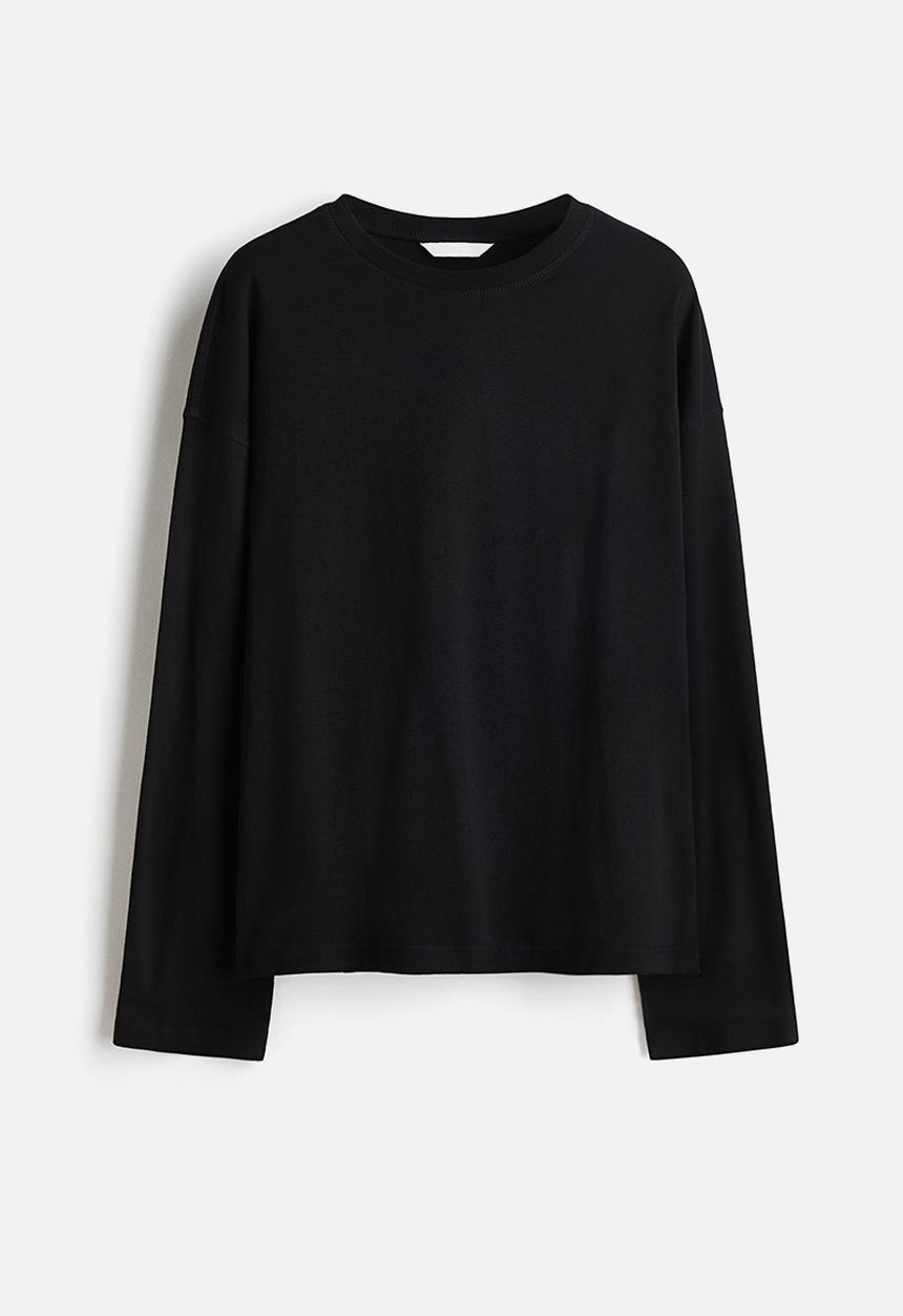 H&M - Long-sleeved cotton top - black
