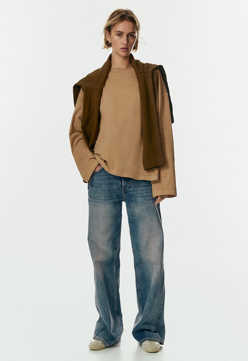 H&M - Long-sleeved cotton top - beige