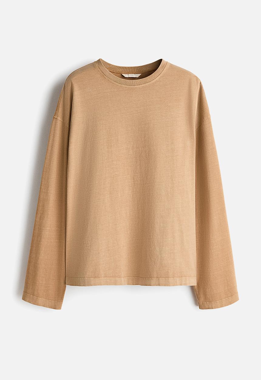 H&M - Long-sleeved cotton top - beige