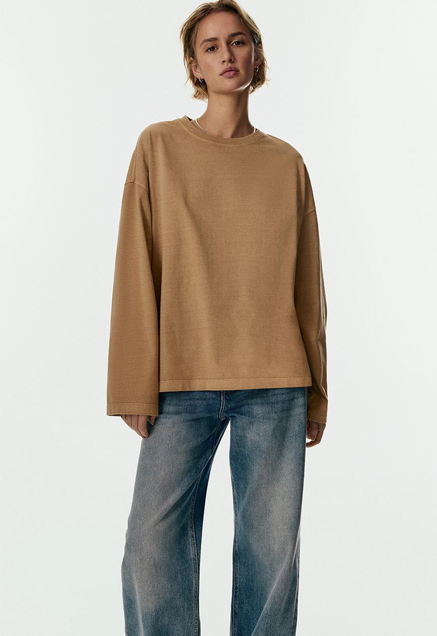H&M - Long-sleeved cotton top - beige