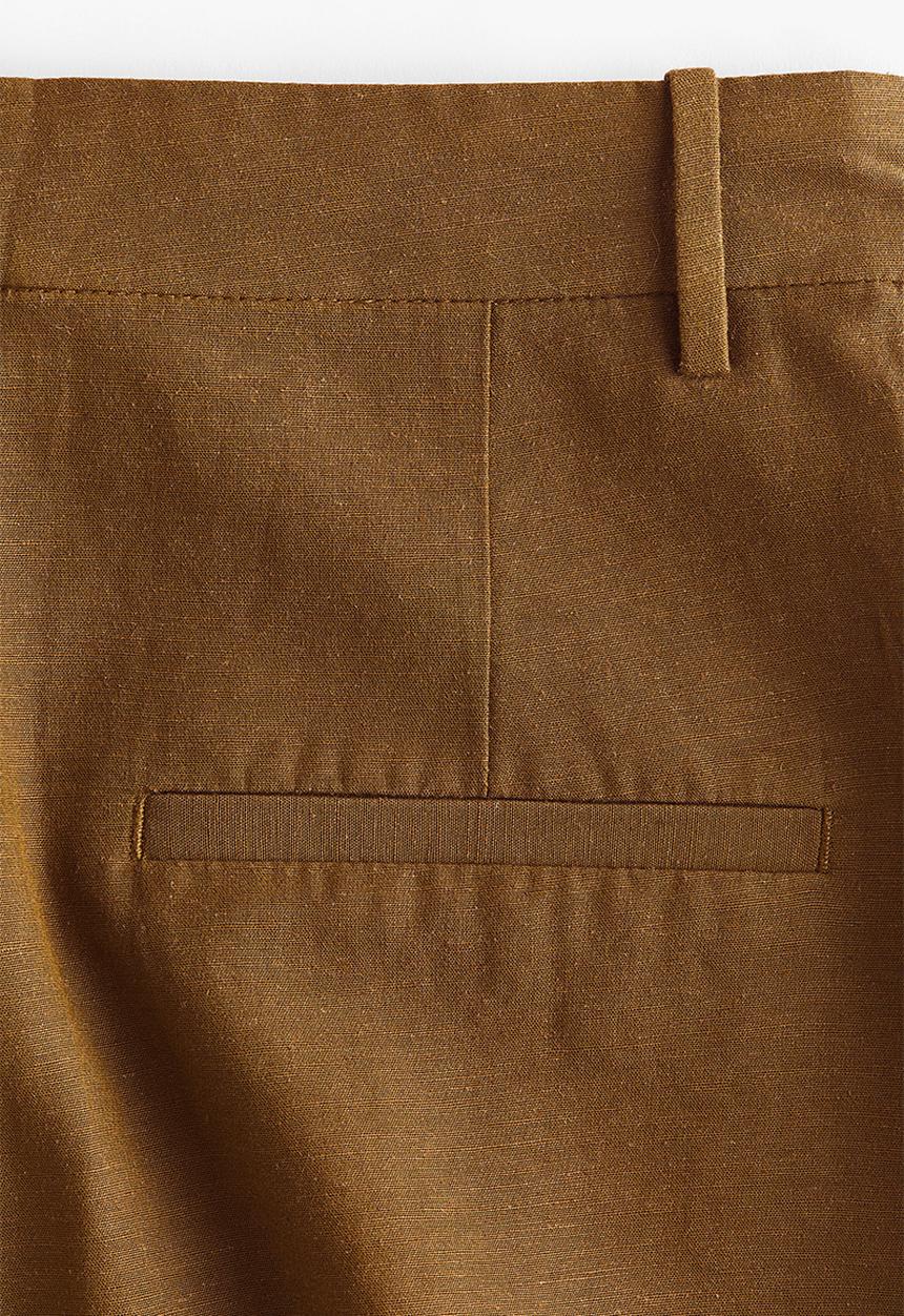 H&M - Tailored linen-blend shorts - dark golden olive