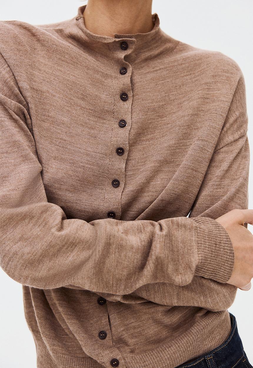 H&M - Turtleneck cardigan - beige marl