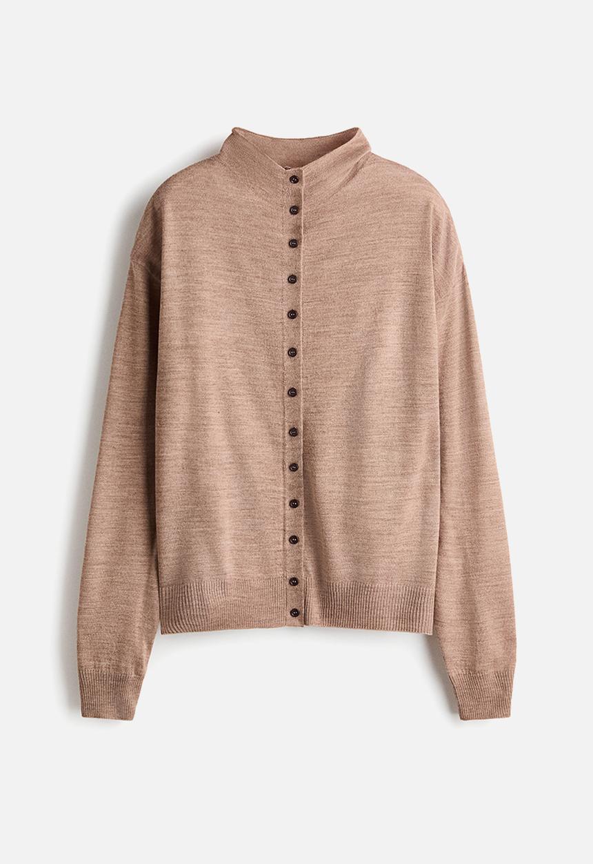 H&M - Turtleneck cardigan - beige marl