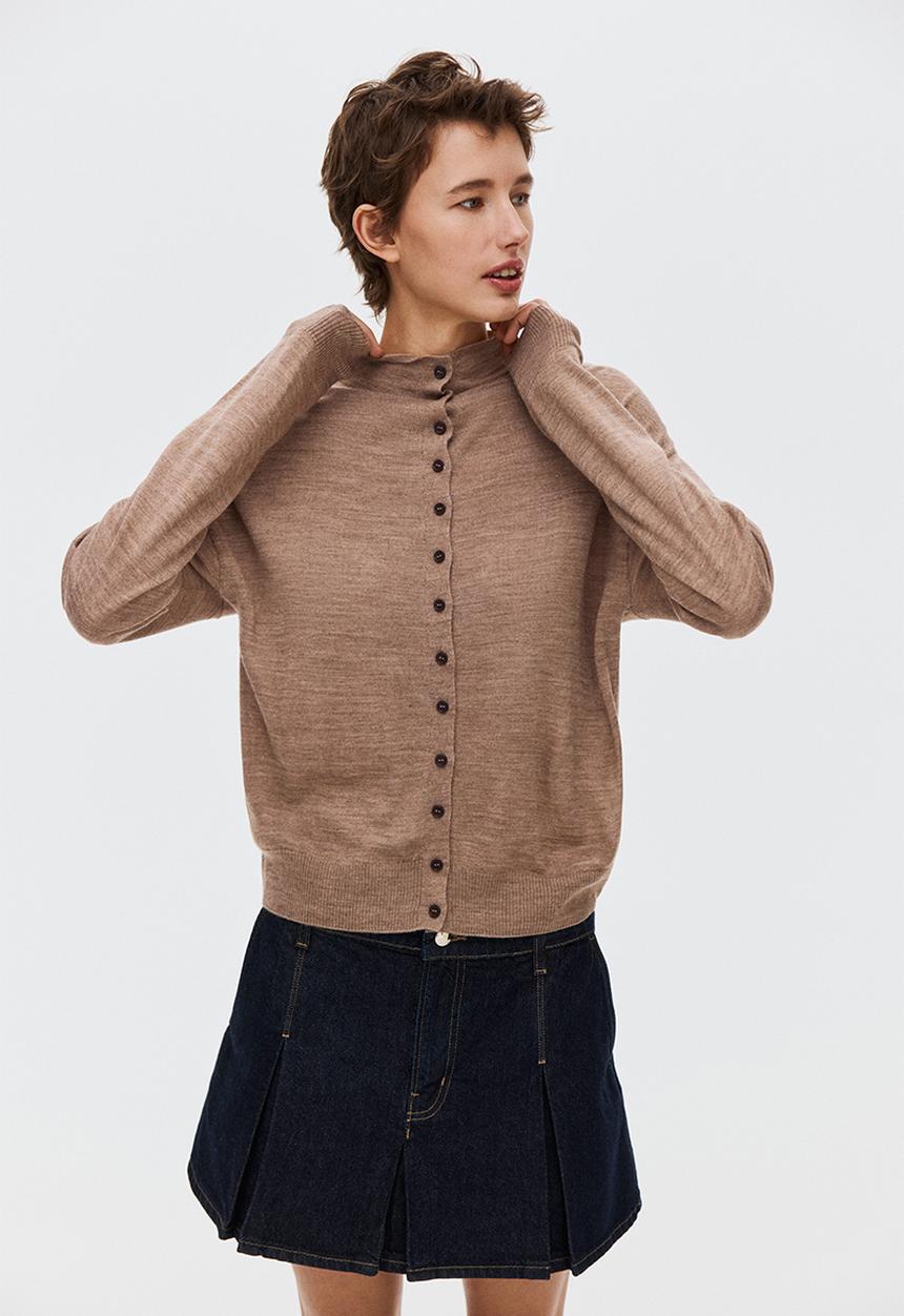 H&M - Turtleneck cardigan - beige marl