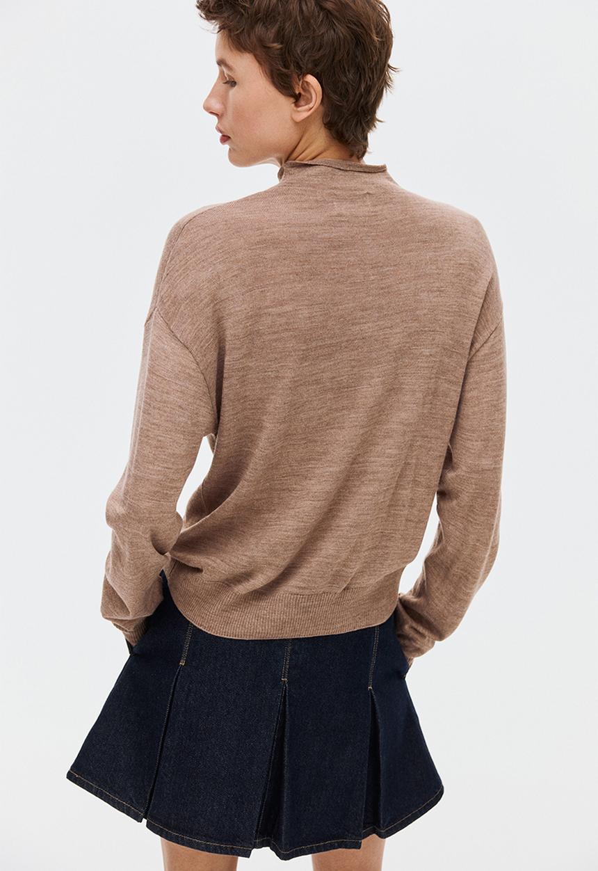 H&M - Turtleneck cardigan - beige marl