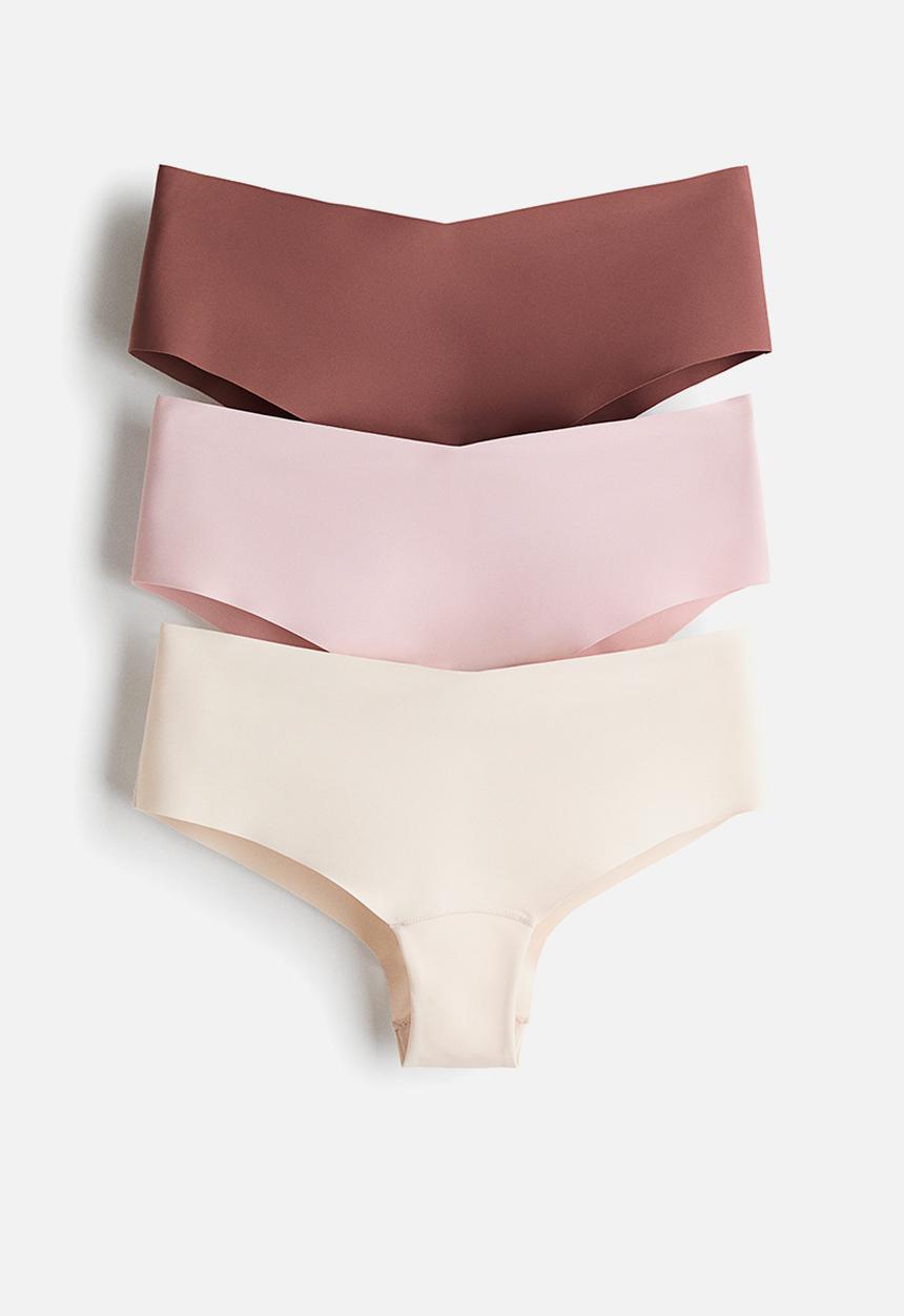 H&M - 3-Pack invisible hipster briefs with lycra - light pink/brown