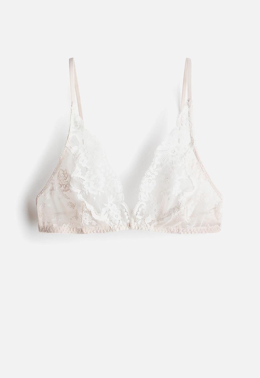 H&M - Soft lace bra - pale beige