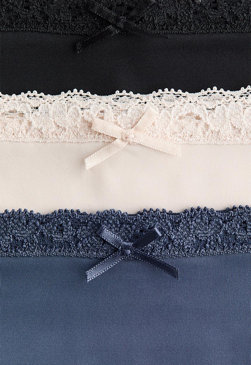 H&M - 3-pack lace-trimmed hipster briefs - dark blue/light pink/black