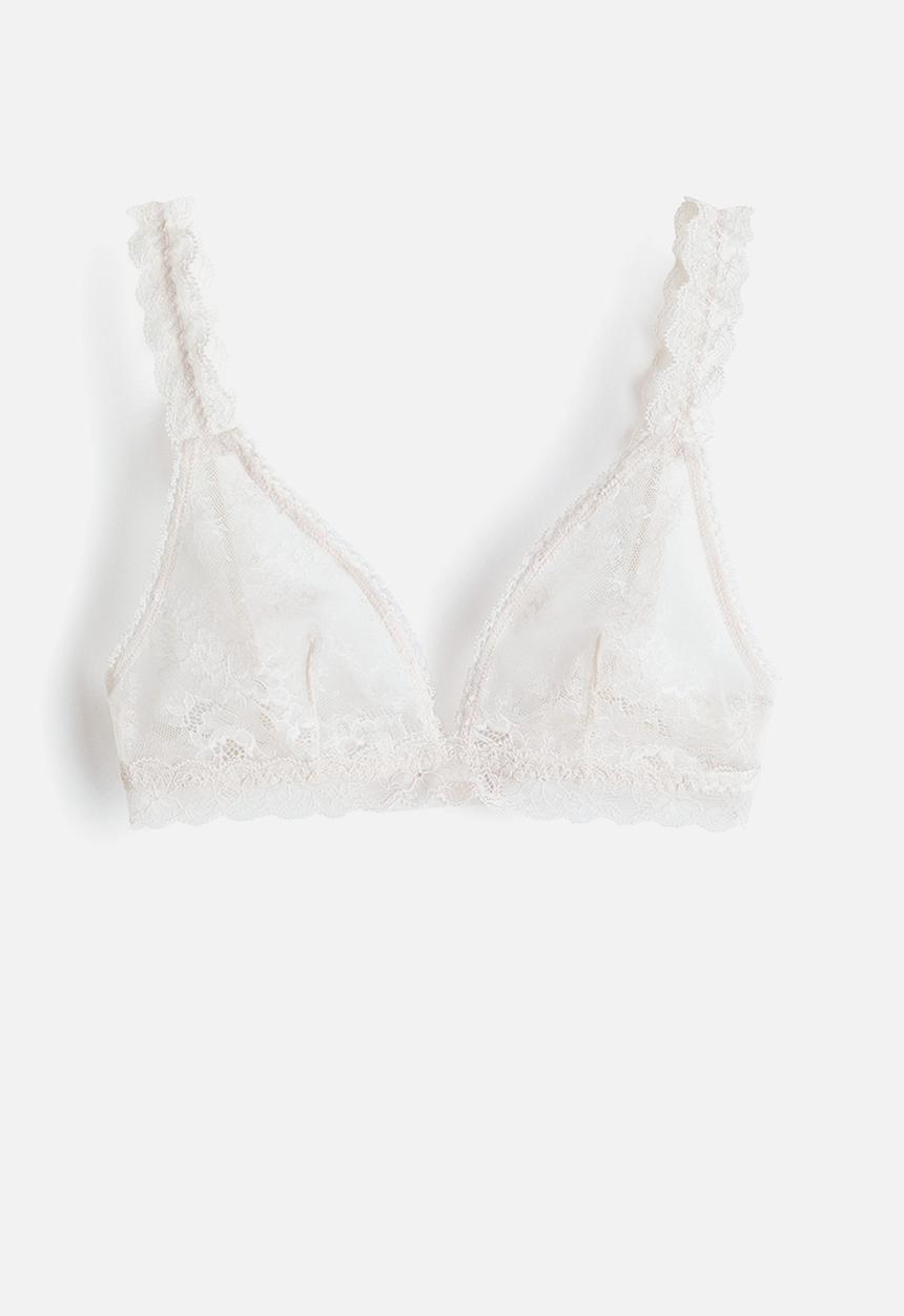 H&M - Soft lace bra - pale beige