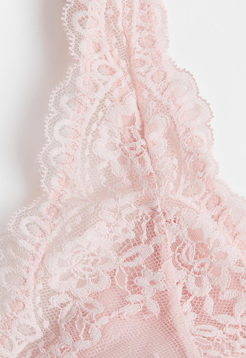 H&M - Padded soft lace bra - light pink