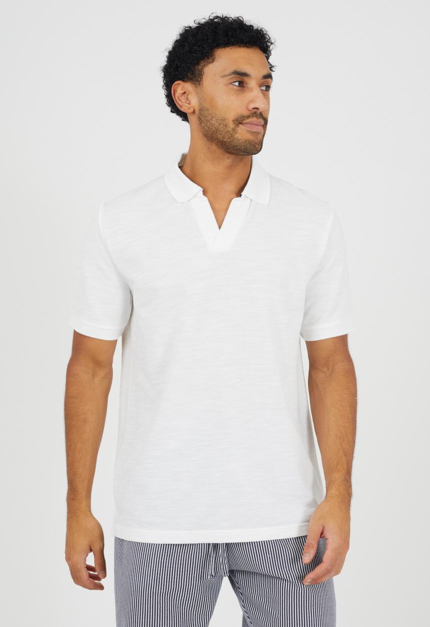 Brave Soul - MENS SHORT SLEEVED TROPHY NECK POLO SHIRT WYSTAN - OPTIC WHITE