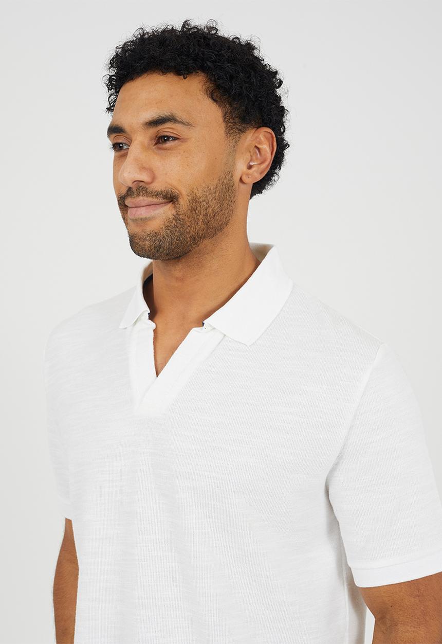 Brave Soul - MENS SHORT SLEEVED TROPHY NECK POLO SHIRT WYSTAN - OPTIC WHITE