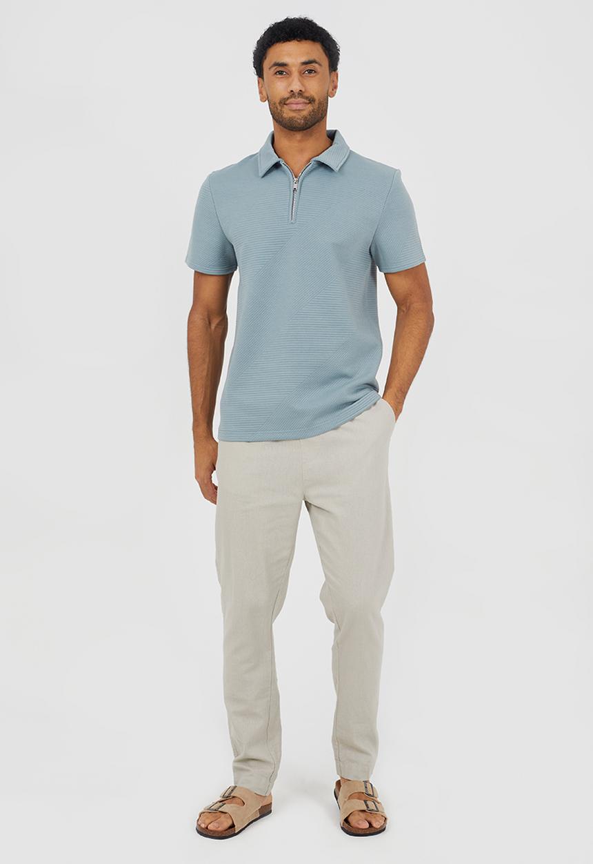 Brave Soul - Harlem 1/4 Zip T-shirt - Duck Egg Blue