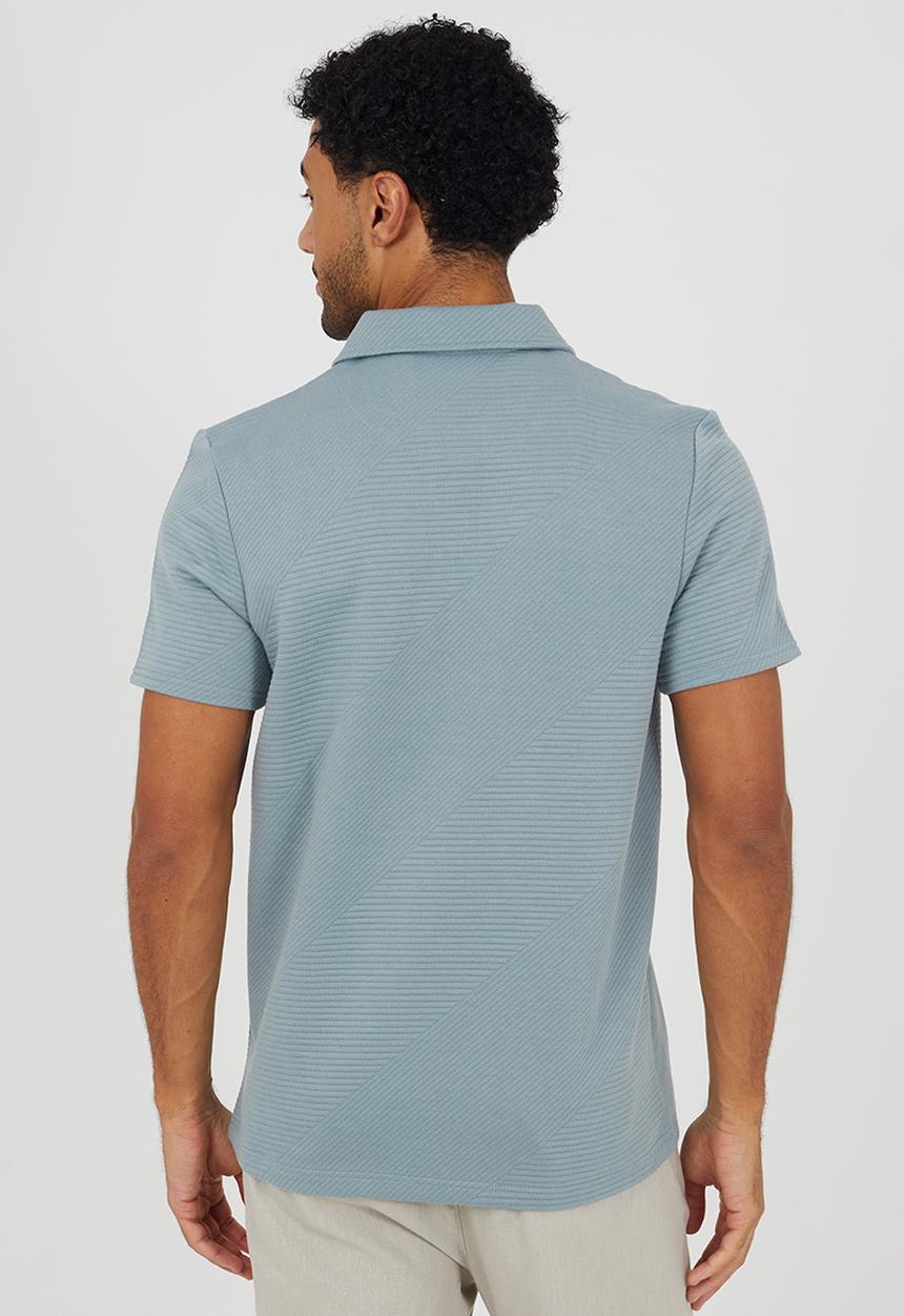 Brave Soul - Harlem 1/4 Zip T-shirt - Duck Egg Blue